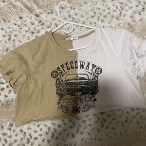 cropped split color speedway shirt size large teen / woman